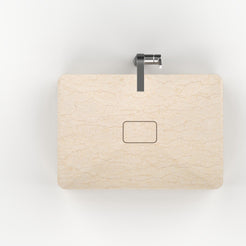 Silwa Crema Marble Vessel Sink, interior, rim and material detail