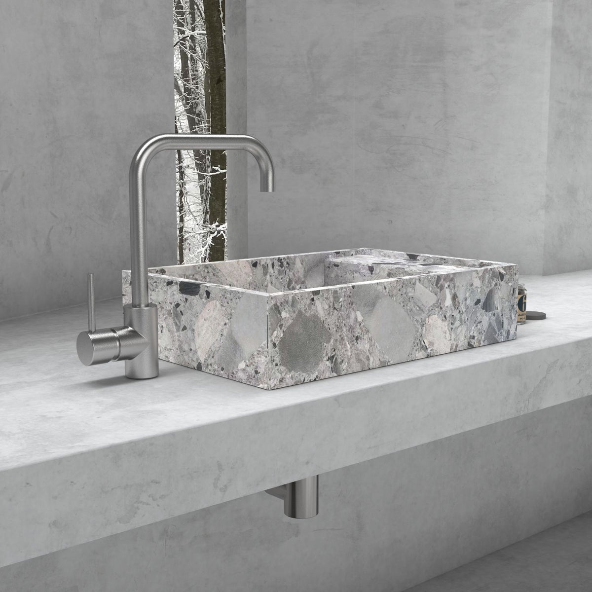 Simona Carnico Marble Vessel Sink, second countertop lifestyle setting