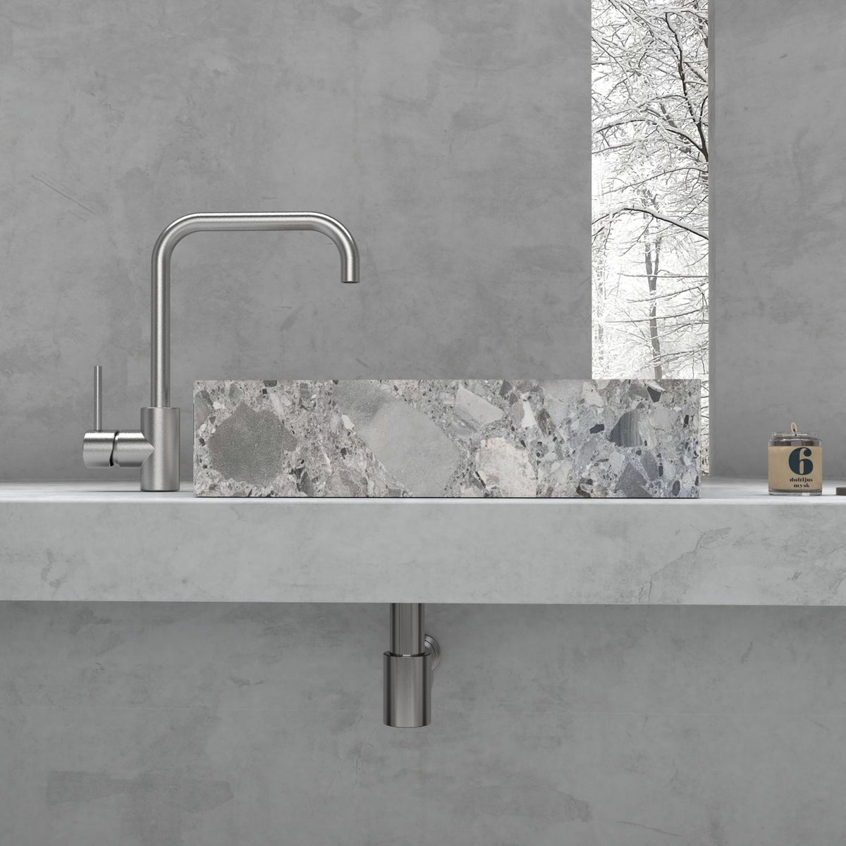 Simona Carnico Marble Vessel Sink, overall shape and side profile
