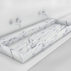 Tahira Integrated Carrara Marble Trough Sink