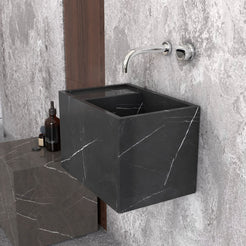 Tilika Rectangular Wall-Mounted Portoro Marble Sink