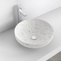 Shaela Color Terrazzo Vessel Sink, second countertop view showing the rim and bowl