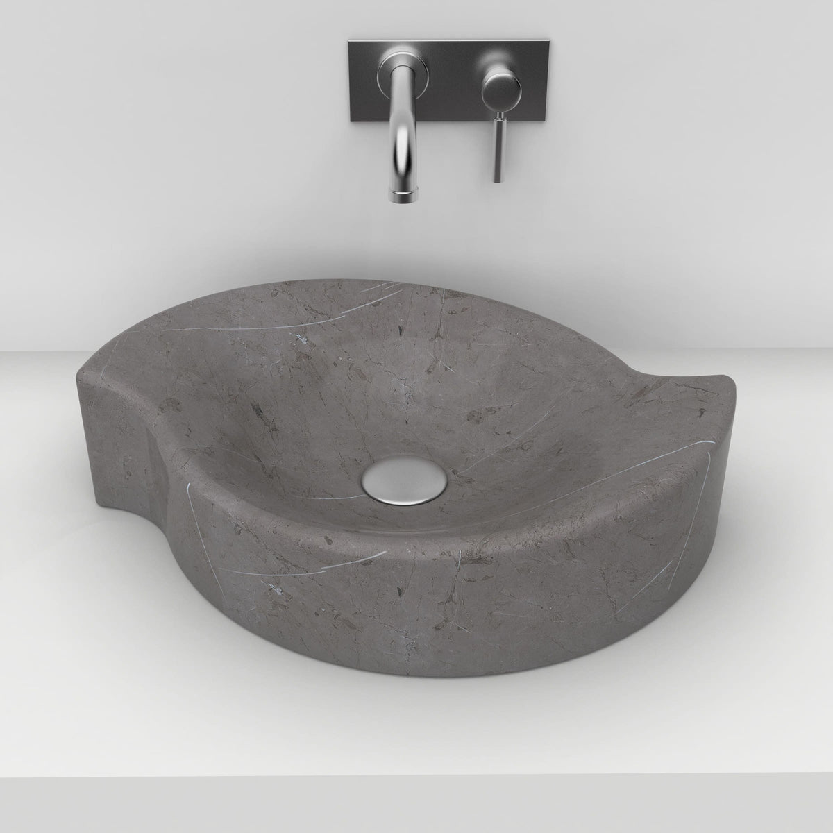 Sommer Perlato Marble Vessel Sink, second countertop lifestyle angle