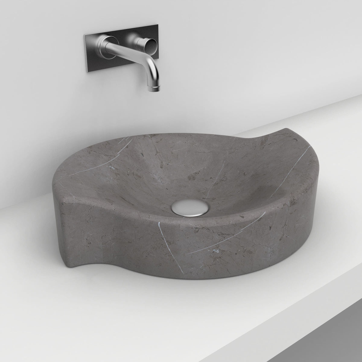 Sommer Perlato Marble Vessel Sink, alternate countertop lifestyle view