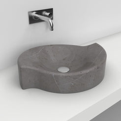 Sommer Perlato Marble Vessel Sink, alternate countertop lifestyle view