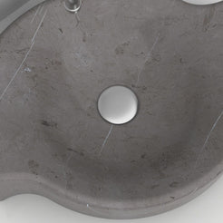 Sommer Perlato Marble Vessel Sink, bowl interior and material detail