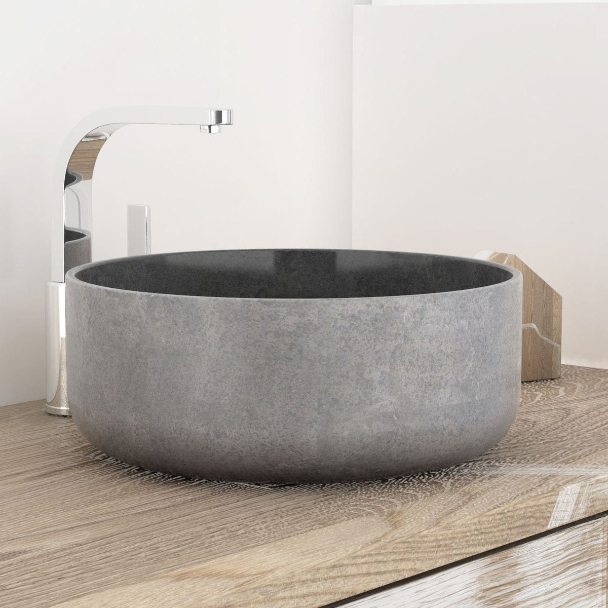 Sorcha Bluestone Vessel Sink, second countertop lifestyle setting