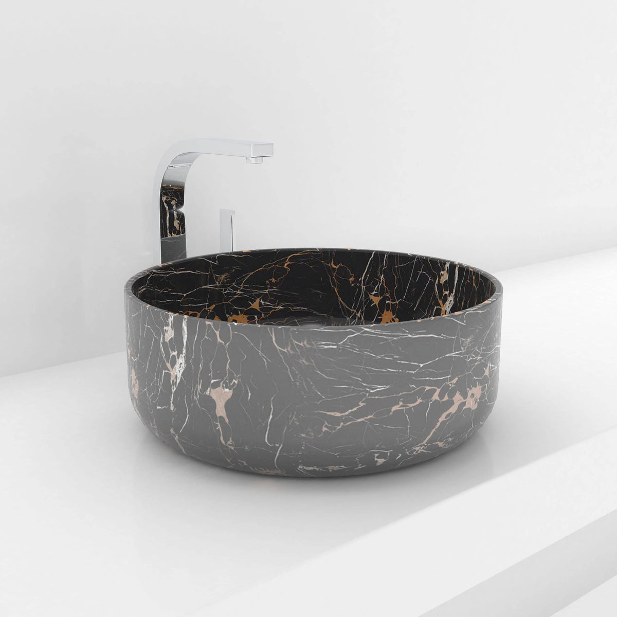 Sorcha Galaxy Marble Vessel Sink, countertop hero lifestyle view