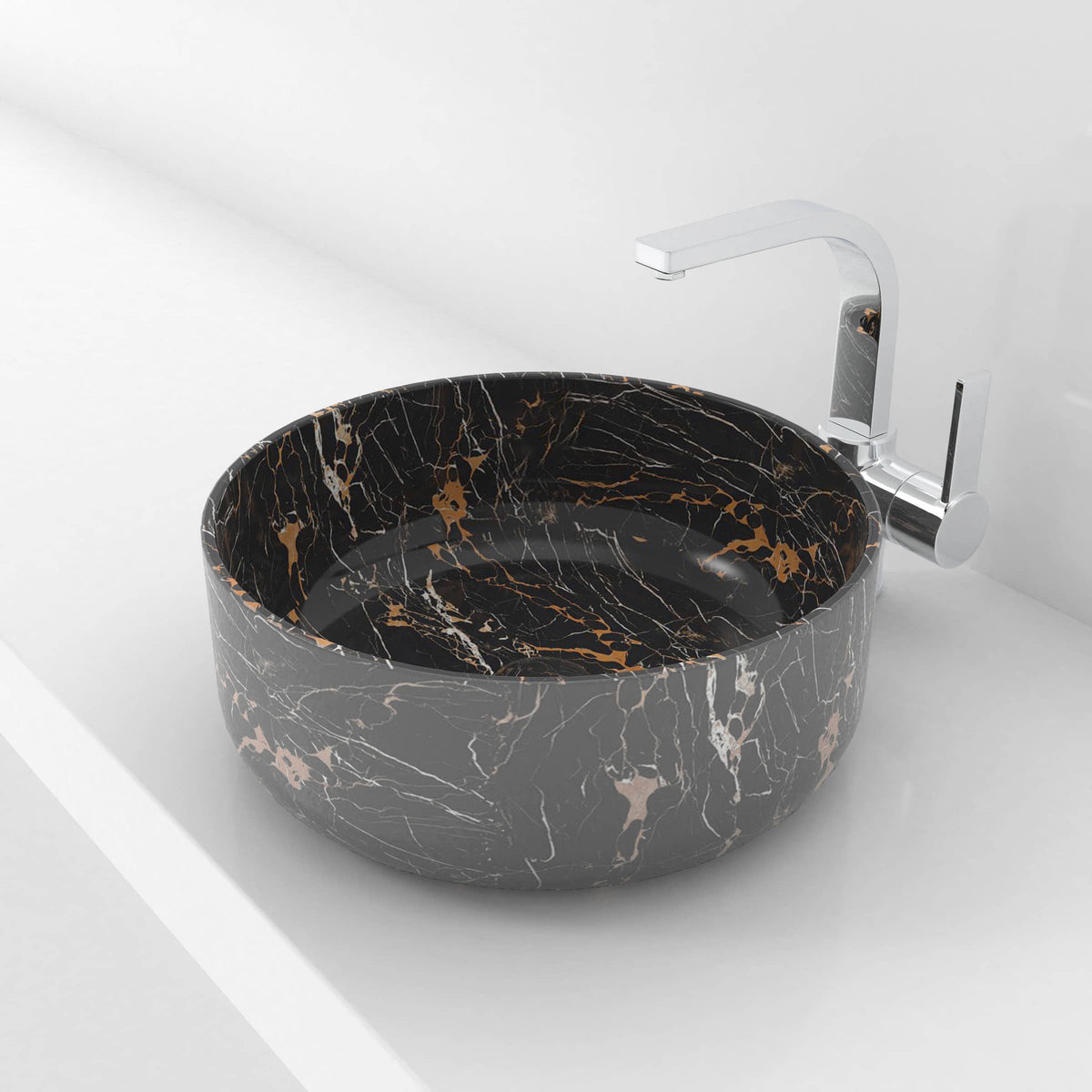 Sorcha Galaxy Marble Vessel Sink, second countertop lifestyle setting
