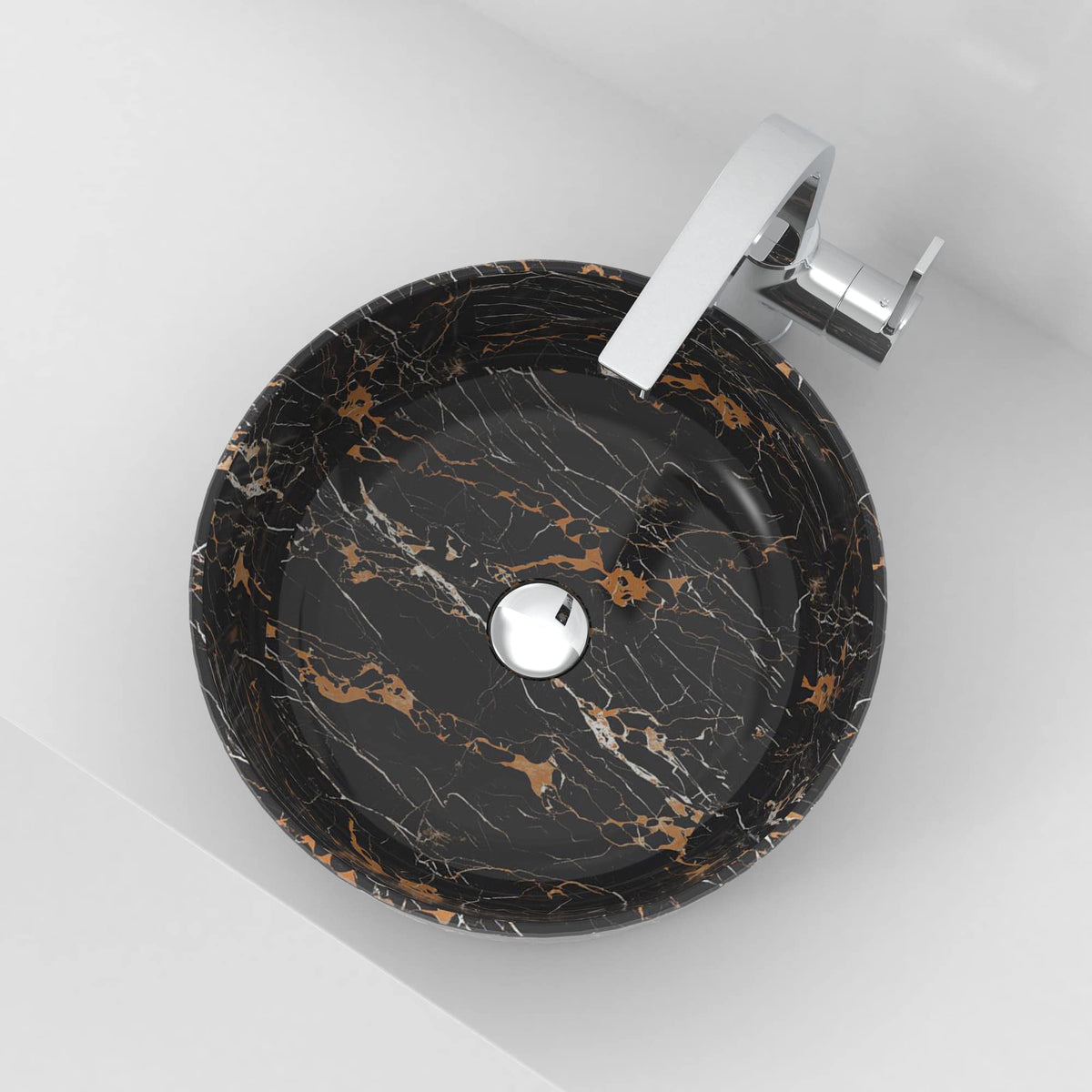 Sorcha Galaxy Marble Vessel Sink, interior, rim and material detail