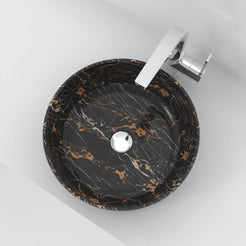 Sorcha Galaxy Marble Vessel Sink, interior, rim and material detail