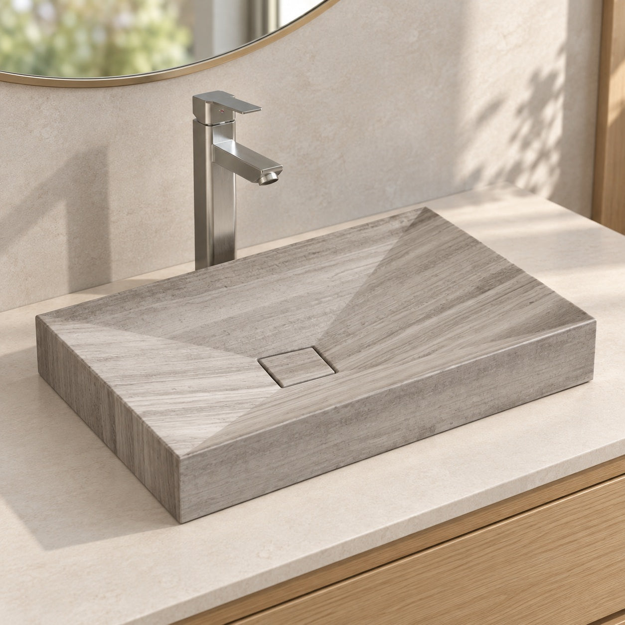 Saachi Classico Marble Vessel Sink, second countertop lifestyle setting