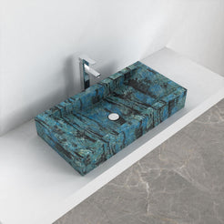 Shafira Danube Blue Quartzite Vessel Sink, alternate countertop lifestyle angle