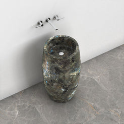 Patra Celestia Blue Quartzite Pedestal Sink — upper view showing the basin interior, rim and material