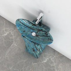 Payal Danube Blue Quartzite Pedestal Sink — upper view showing the basin interior, rim and material