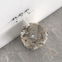 Pazia Pandora Blanc Quartzite Pedestal Sink — upper view of the basin interior and natural material