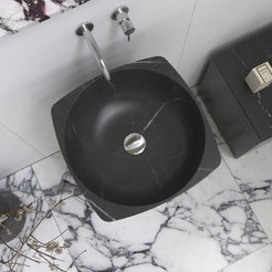 Pamina Portoro Black Marble Pedestal Sink — basin and rim detail showing the original material