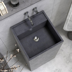 Patala Neroco Granite Pedestal Sink — basin and rim detail showing the original material