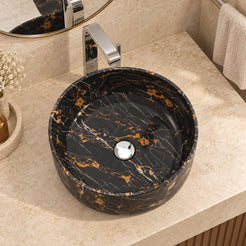 Sorcha Galaxy Marble Vessel Sink — overhead bathroom lifestyle