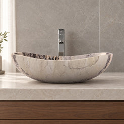 Spirit Pandora Blanc Quartzite Vessel Sink — low frontal bathroom lifestyle