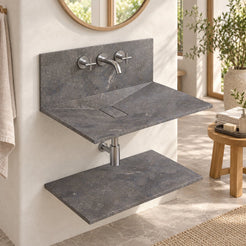 Tabana Bluestone Wall-Mounted Sink — three-quarter bathroom lifestyle hero