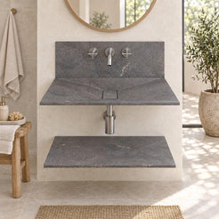 Tabana Bluestone Wall-Mounted Sink — frontal bathroom lifestyle
