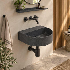 Tibota Neroco Granite Wall-Mounted Sink — three-quarter furnished bathroom