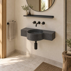 Tilda Neroco Granite Wall-Mounted Sink — three-quarter furnished bathroom