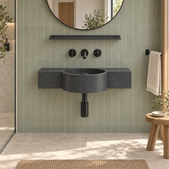 Tilda Neroco Granite Wall-Mounted Sink — frontal furnished bathroom