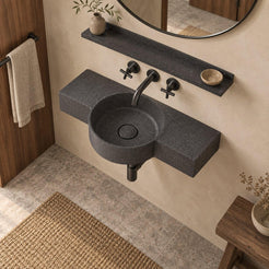 Tilda Neroco Granite Wall-Mounted Sink — high oblique furnished bathroom