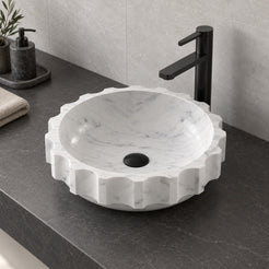 Sisley Carrara Marble Vessel Sink, alternate bathroom lifestyle setting