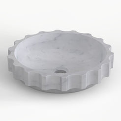 Sisley Carrara Marble Vessel Sink, overall vessel form and side profile