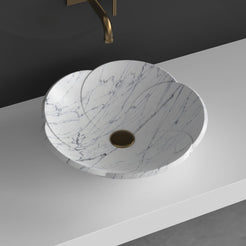 Sissy Carrara Marble Vessel Sink, countertop hero lifestyle view
