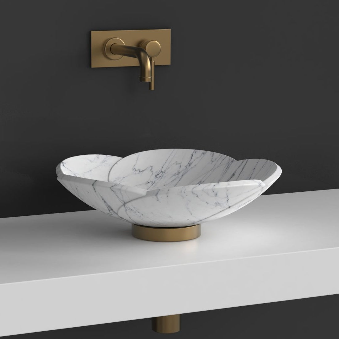 Sissy Carrara Marble Vessel Sink, second countertop view of the bowl and rim