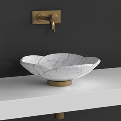 Sissy Carrara Marble Vessel Sink, second countertop view of the bowl and rim