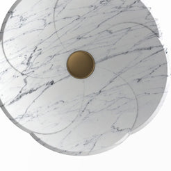 Sissy Carrara Marble Vessel Sink, interior, material and drain area detail
