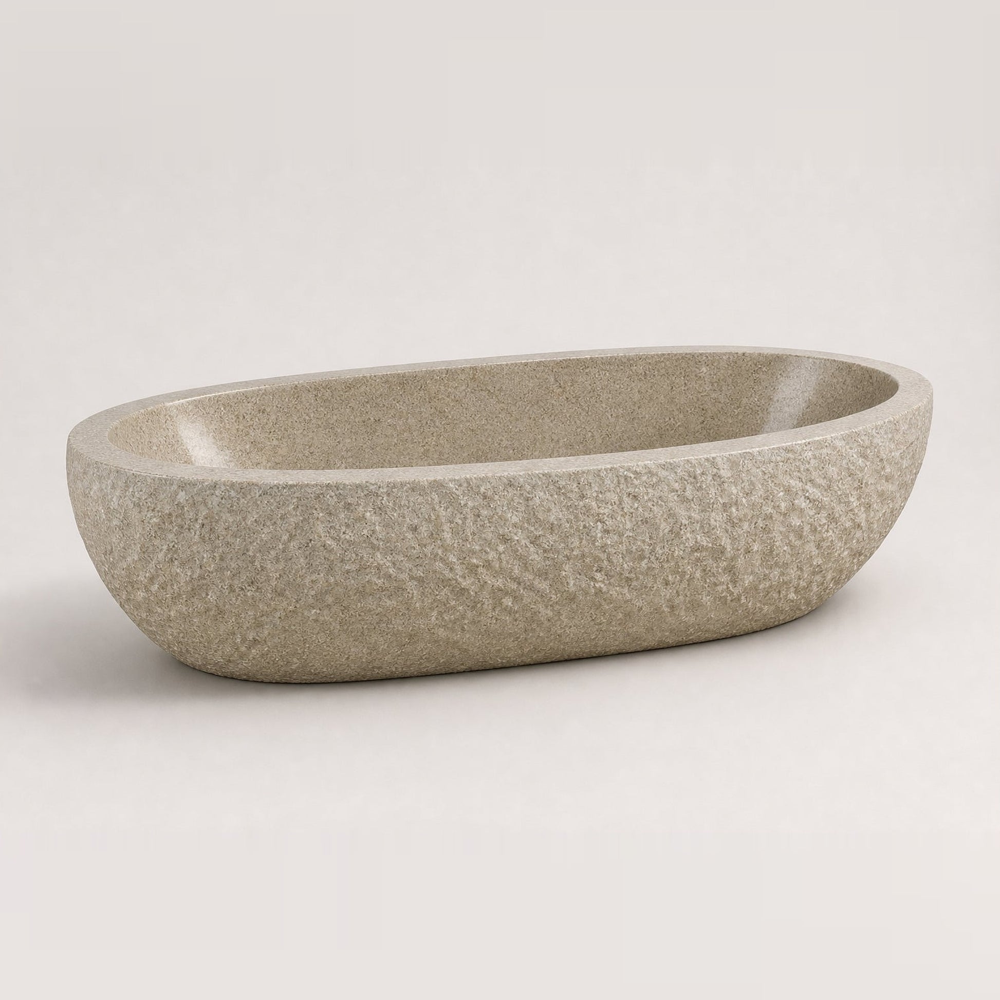 Solea BT-109A Harvest Gold Granite bathtub, complete studio product view 3; original silhouette and finish preserved