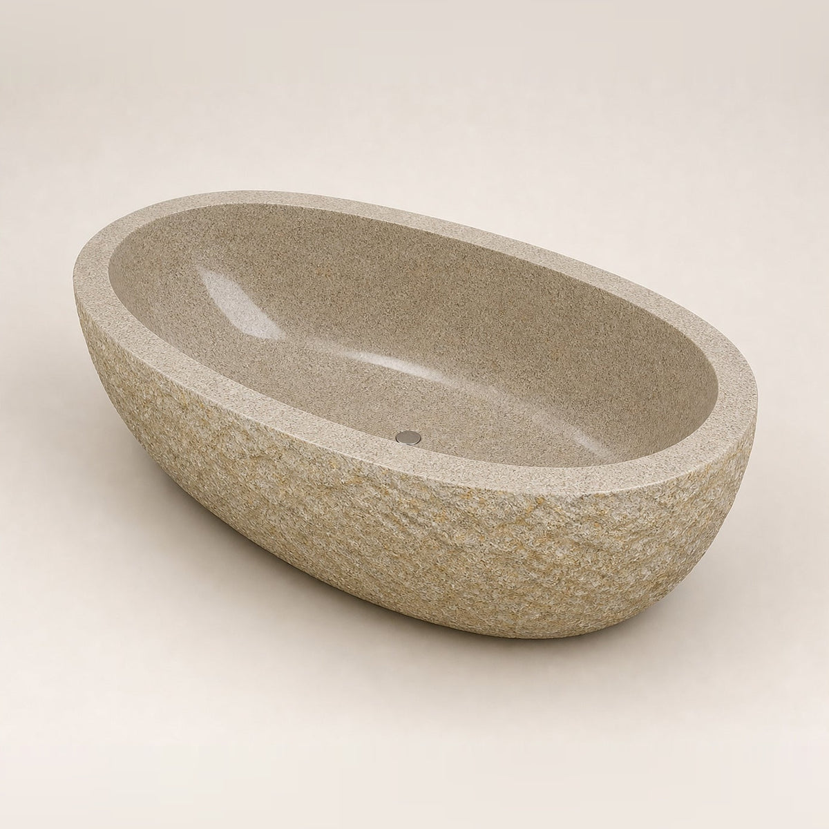 Solea BT-109A Harvest Gold Granite bathtub, complete studio product view 4; original silhouette and finish preserved