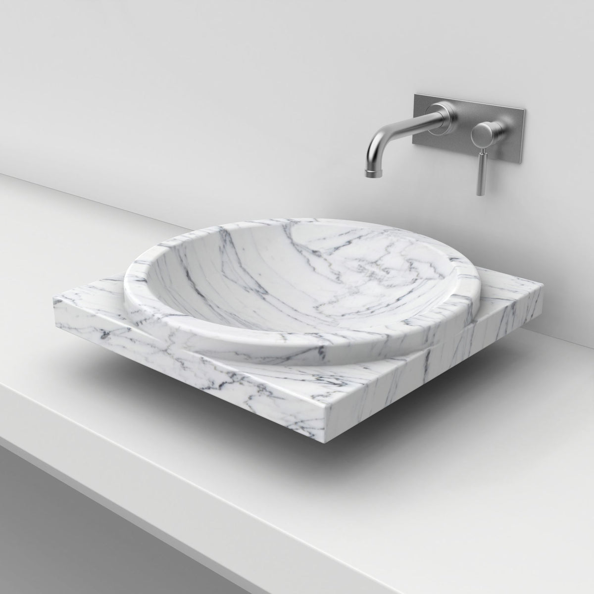 Somaya Carrara Marble Vessel Sink, countertop hero lifestyle view