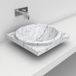 Somaya Carrara Marble Vessel Sink, alternate bathroom lifestyle view