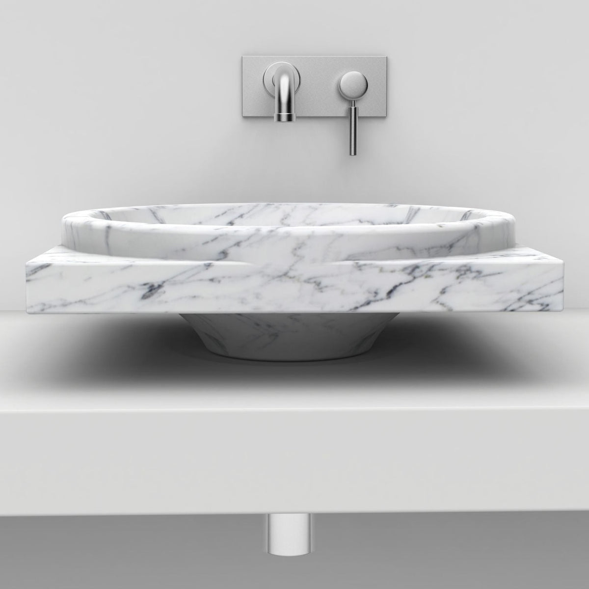 Somaya Carrara Marble Vessel Sink, overall form and side profile