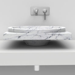 Somaya Carrara Marble Vessel Sink, overall form and side profile