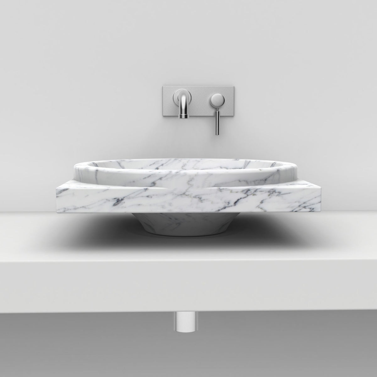 Somaya Carrara Marble Vessel Sink, overall form and side profile