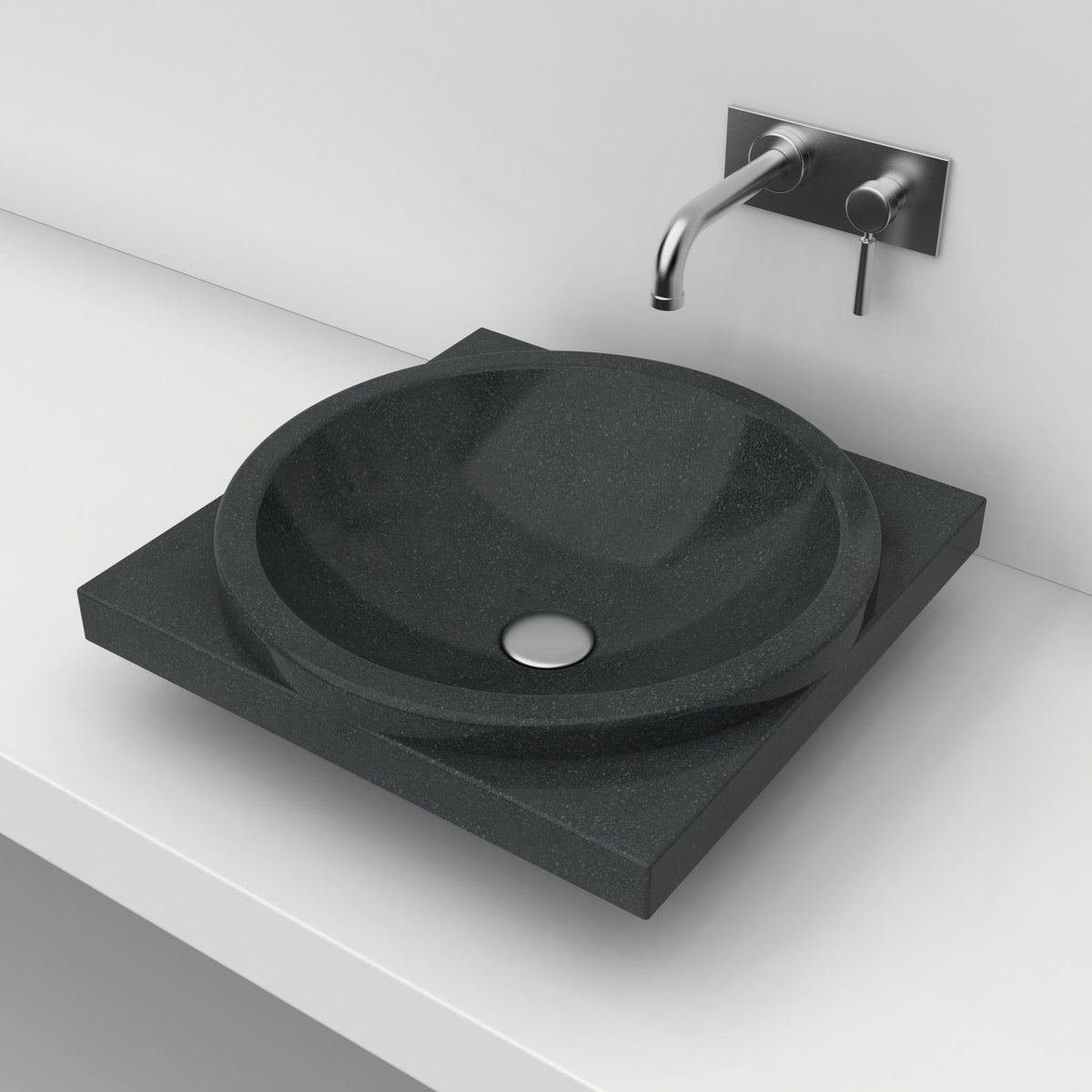 Somaya Neroco Stone Vessel Sink, countertop hero lifestyle view