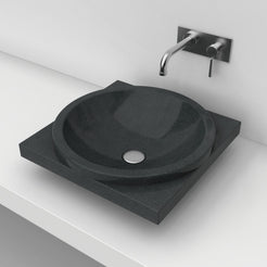 Somaya Neroco Stone Vessel Sink, countertop hero lifestyle view