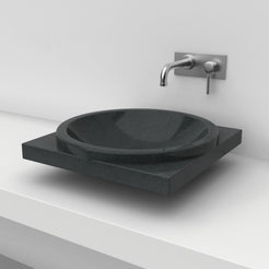 Somaya Neroco Stone Vessel Sink, second countertop view of the bowl and rim
