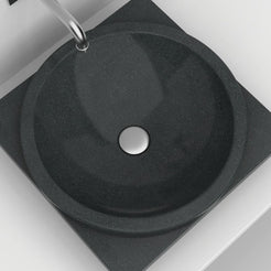Somaya Neroco Stone Vessel Sink, interior, material and drain area detail