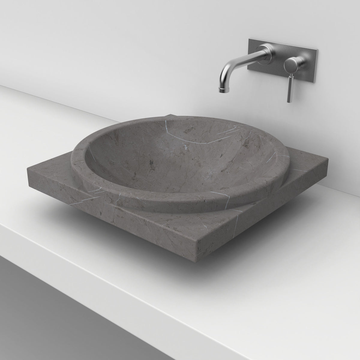 Somaya Perlato Marble Vessel Sink, countertop hero lifestyle view