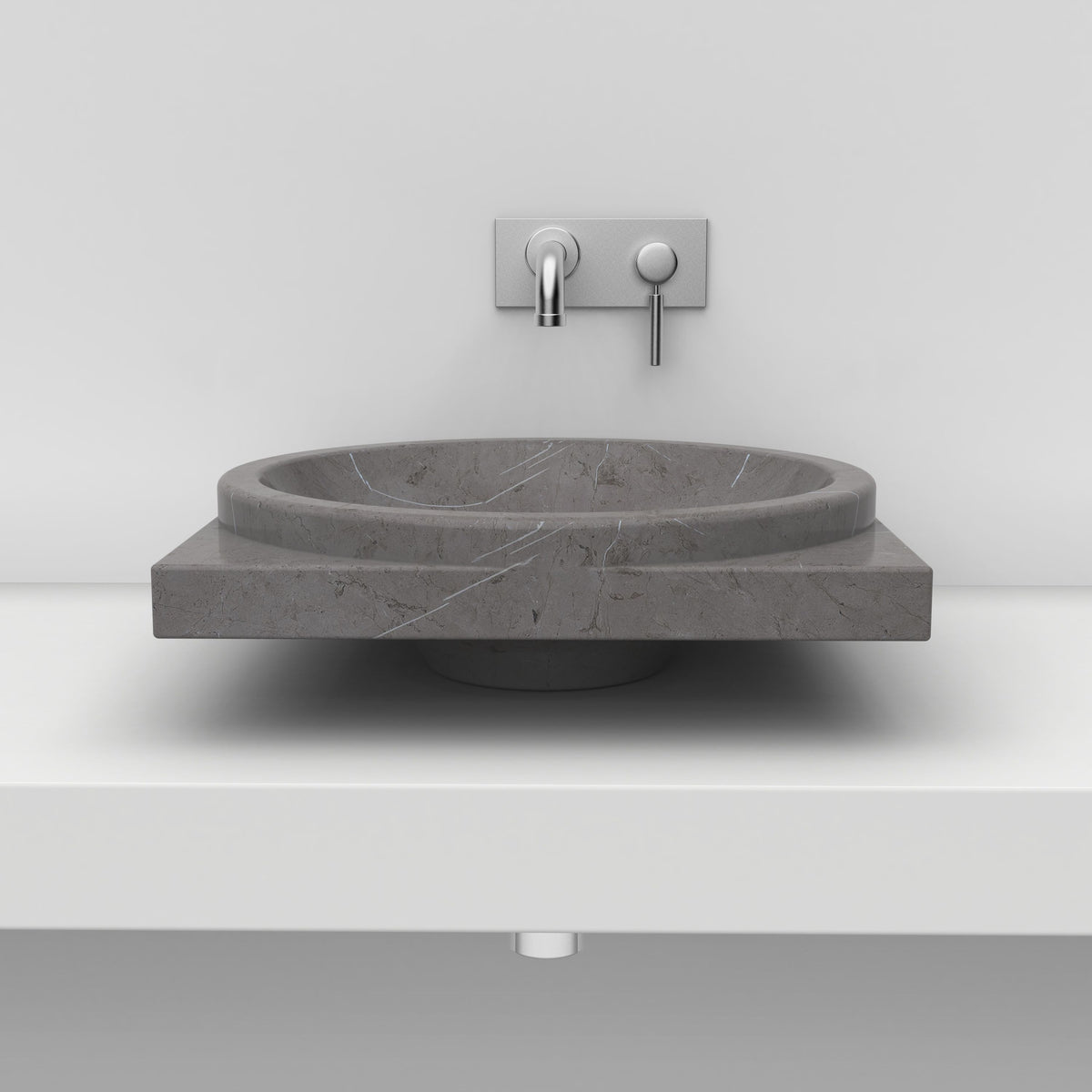 Somaya Perlato Marble Vessel Sink, overall form and side profile