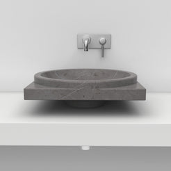 Somaya Perlato Marble Vessel Sink, overall form and side profile
